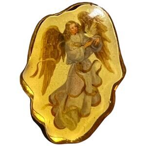 Vintage Angel Pin Religious Gold Tone Brooch Spiritual Jewelry Gift
